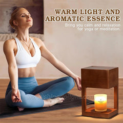Simple Dimmable Solid Wood Lamp Body Electric Candle Warmer Lamp Wax Melt Lamps for Bedroom Hotel Night Lights