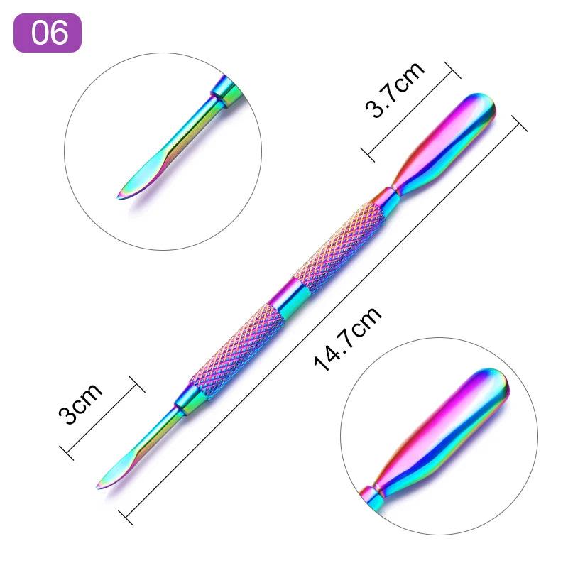 1pcs Double-ended Stainless Steel Cuticle Pusher Dead Skin Push Remover For Pedicure Manicure Nail Art Cleaner Care Tool - Jess Deals