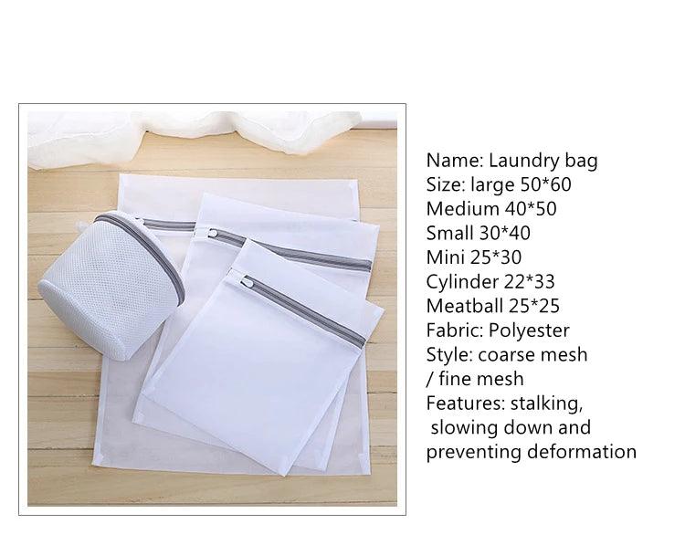 White Durable Large Washing Laundry Bag Mesh Organizer Net Dirty Bra Socks Underwear Shoe Storag Wash Machine Cover Clothes - Jess Deals
