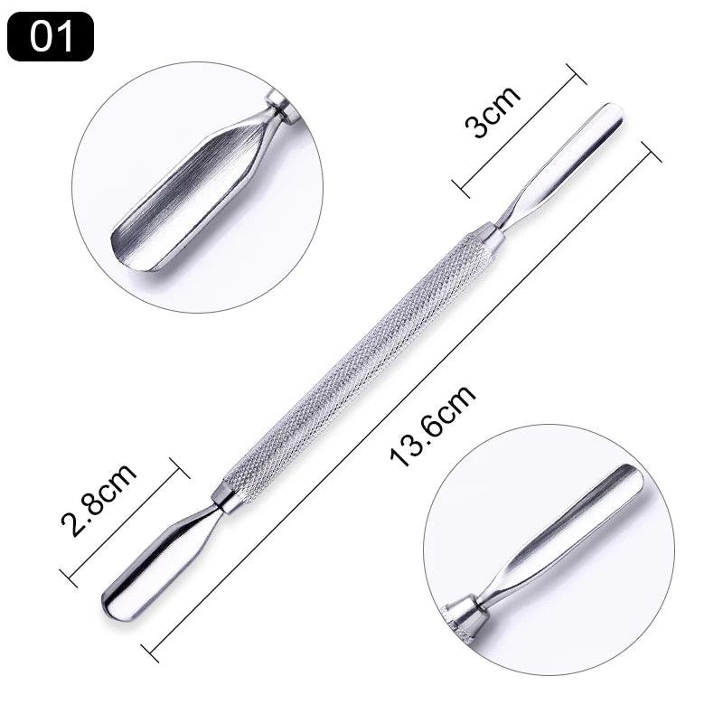 1pcs Double-ended Stainless Steel Cuticle Pusher Dead Skin Push Remover For Pedicure Manicure Nail Art Cleaner Care Tool - Jess Deals