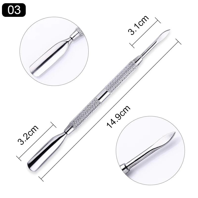 1pcs Double-ended Stainless Steel Cuticle Pusher Dead Skin Push Remover For Pedicure Manicure Nail Art Cleaner Care Tool - Jess Deals