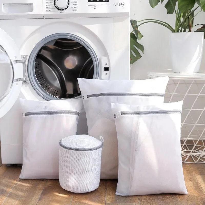 White Durable Large Washing Laundry Bag Mesh Organizer Net Dirty Bra Socks Underwear Shoe Storag Wash Machine Cover Clothes - Jess Deals