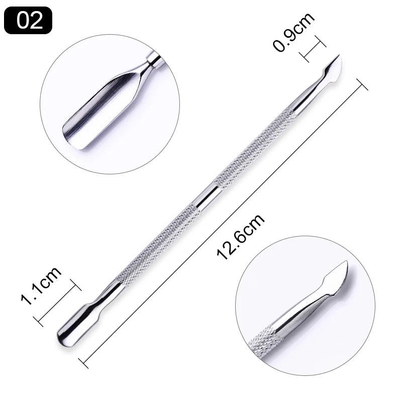 1pcs Double-ended Stainless Steel Cuticle Pusher Dead Skin Push Remover For Pedicure Manicure Nail Art Cleaner Care Tool - Jess Deals