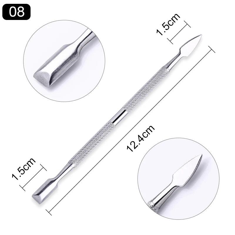 1pcs Double-ended Stainless Steel Cuticle Pusher Dead Skin Push Remover For Pedicure Manicure Nail Art Cleaner Care Tool - Jess Deals
