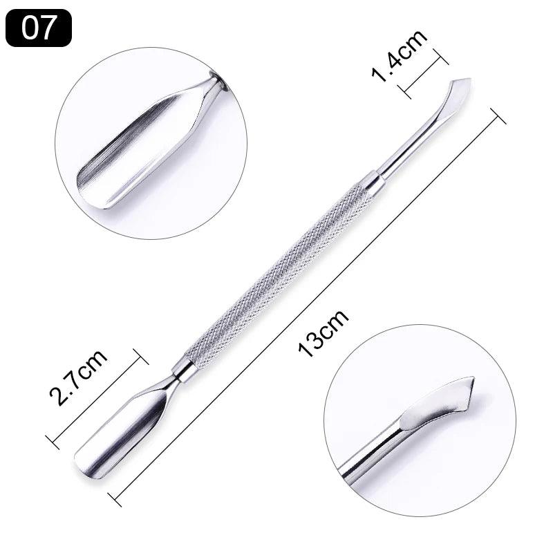 1pcs Double-ended Stainless Steel Cuticle Pusher Dead Skin Push Remover For Pedicure Manicure Nail Art Cleaner Care Tool - Jess Deals