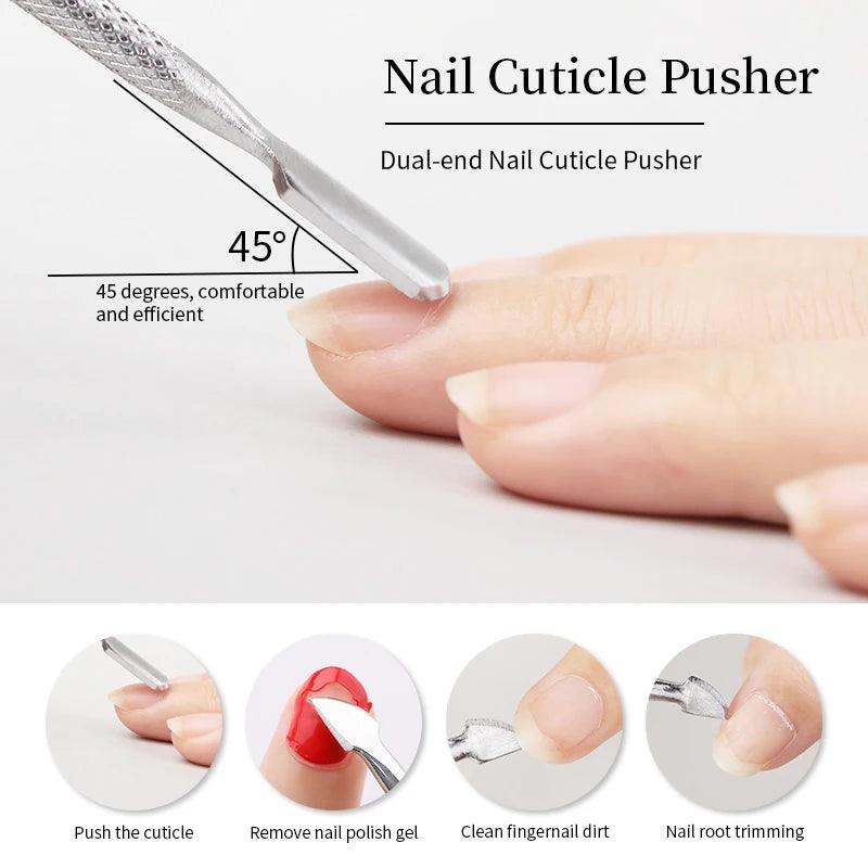 1pcs Double-ended Stainless Steel Cuticle Pusher Dead Skin Push Remover For Pedicure Manicure Nail Art Cleaner Care Tool - Jess Deals
