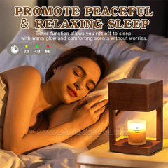 Simple Dimmable Solid Wood Lamp Body Electric Candle Warmer Lamp Wax Melt Lamps for Bedroom Hotel Night Lights