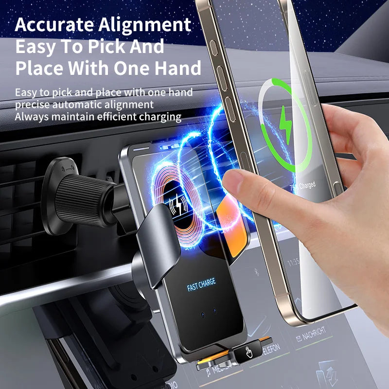 Smart Sensing 66W Fast Wireless Charging Stand Magnetic Suction 360 Rotation Wireless Car Mount