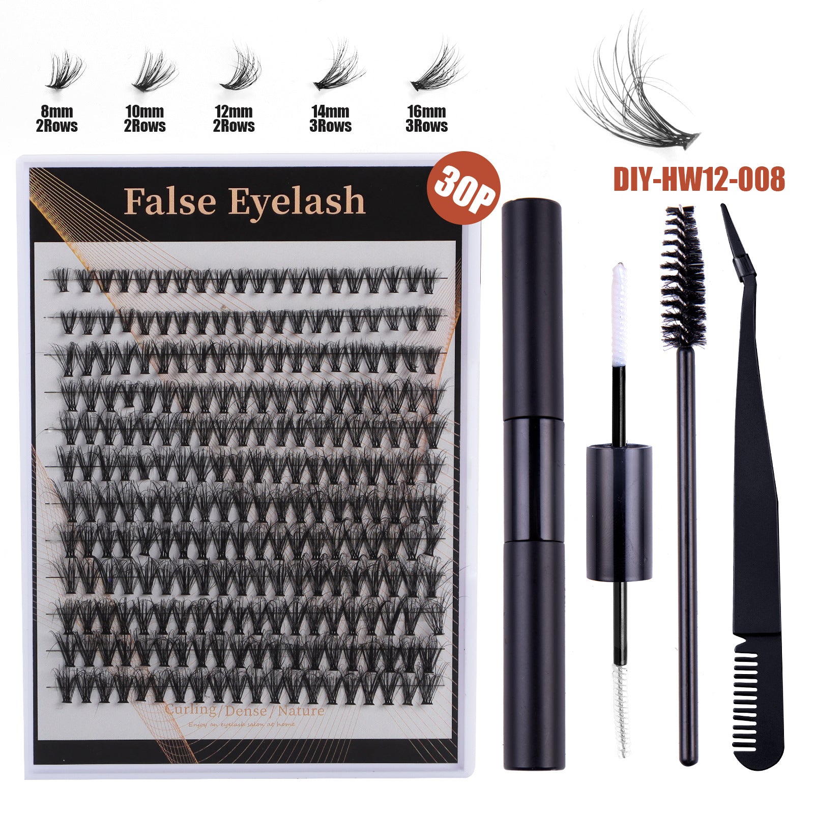 30d40d Eyelashes Volume30p False Eyelashes Dense Hair Hot Melt Segmented8mm-16mm Eyelashes