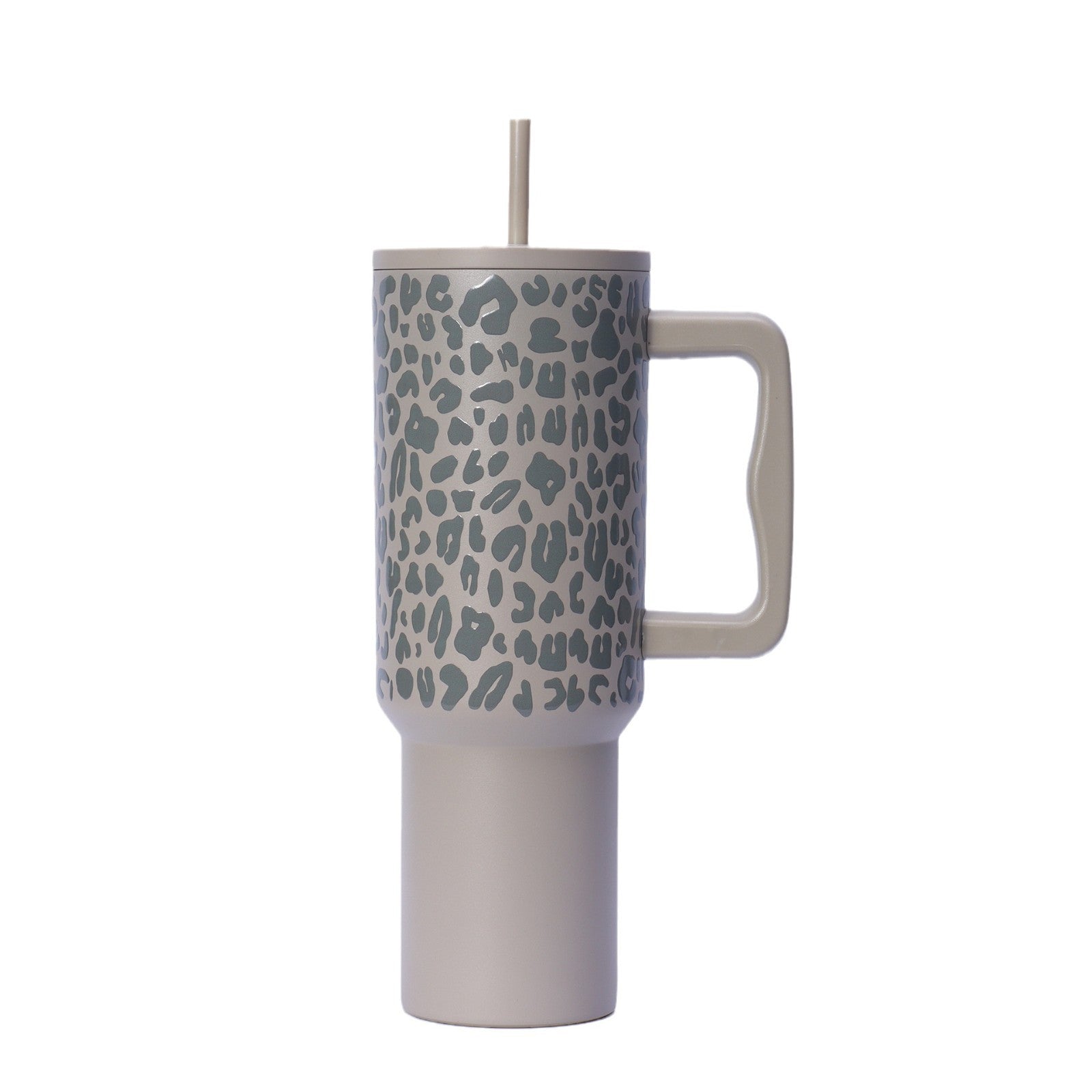 40oz Handle Leopard Print Cup 304 Stainless Steel Thermos Cup Portable Straw Car Cup Large Capacity Ice Cup