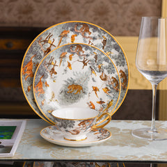 Continental Cuisine Tableware Steak Plate Equatorial Jungle Moving Ceramic Western Plate Coffee Set Model Room Club