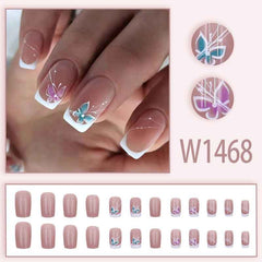 Medium-length French European And American Butterfly Fairy Dream Girl Fashion False Nail Stickers Finished Product24 Pieces Can Be Mixed Batch