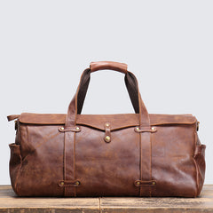 European And American Retro Men's Matte Leather Handbag Travel Bag Women's Real Leather Shoulder Messenger Bag Large Capacity Luggage Bag