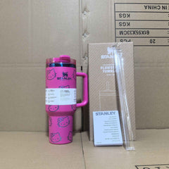 In Stock 40oz Laser KT Cat Stanley Handle Cup Stanley Ice Bully Car Cup 304 Stainless Steel Thermos Cup