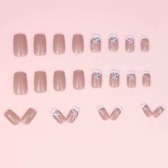 Medium-length French European And American Butterfly Fairy Dream Girl Fashion False Nail Stickers Finished Product24 Pieces Can Be Mixed Batch