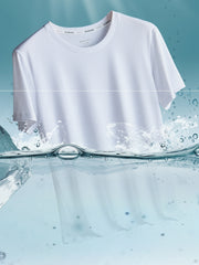 Silk Quick-Drying Middle-Aged round Neck Short-Sleeved T-shirt