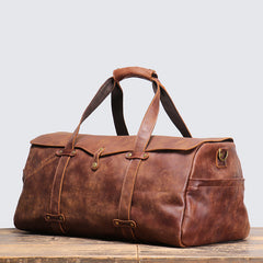 European And American Retro Men's Matte Leather Handbag Travel Bag Women's Real Leather Shoulder Messenger Bag Large Capacity Luggage Bag