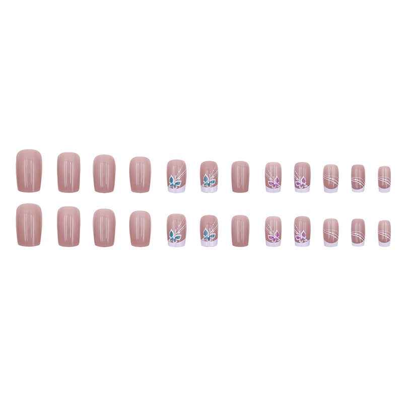 Medium-length French European And American Butterfly Fairy Dream Girl Fashion False Nail Stickers Finished Product24 Pieces Can Be Mixed Batch