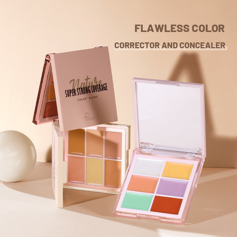 Six-color Concealer Palette Natural Non-stick Powder Repair Shadow Cream Brightening Highlight Concealer