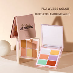 Six-color Concealer Palette Natural Non-stick Powder Repair Shadow Cream Brightening Highlight Concealer
