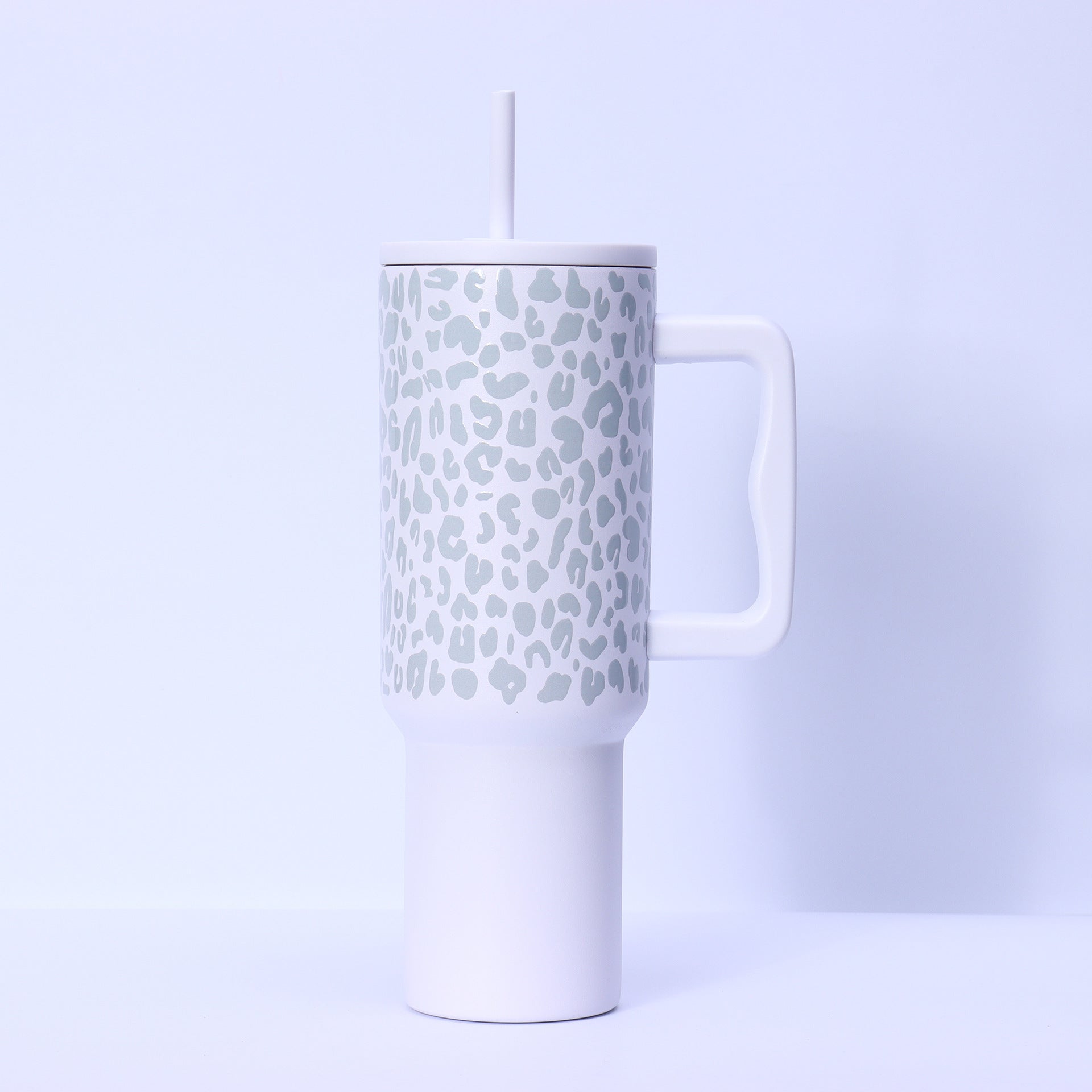 40oz Handle Leopard Print Cup 304 Stainless Steel Thermos Cup Portable Straw Car Cup Large Capacity Ice Cup