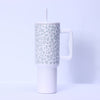 40oz Handle Leopard Print Cup 304 Stainless Steel Thermos Cup Portable Straw Car Cup Large Capacity Ice Cup