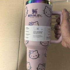 In Stock 40oz Laser KT Cat Stanley Handle Cup Stanley Ice Bully Car Cup 304 Stainless Steel Thermos Cup