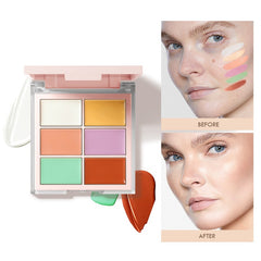 Six-color Concealer Palette Natural Non-stick Powder Repair Shadow Cream Brightening Highlight Concealer
