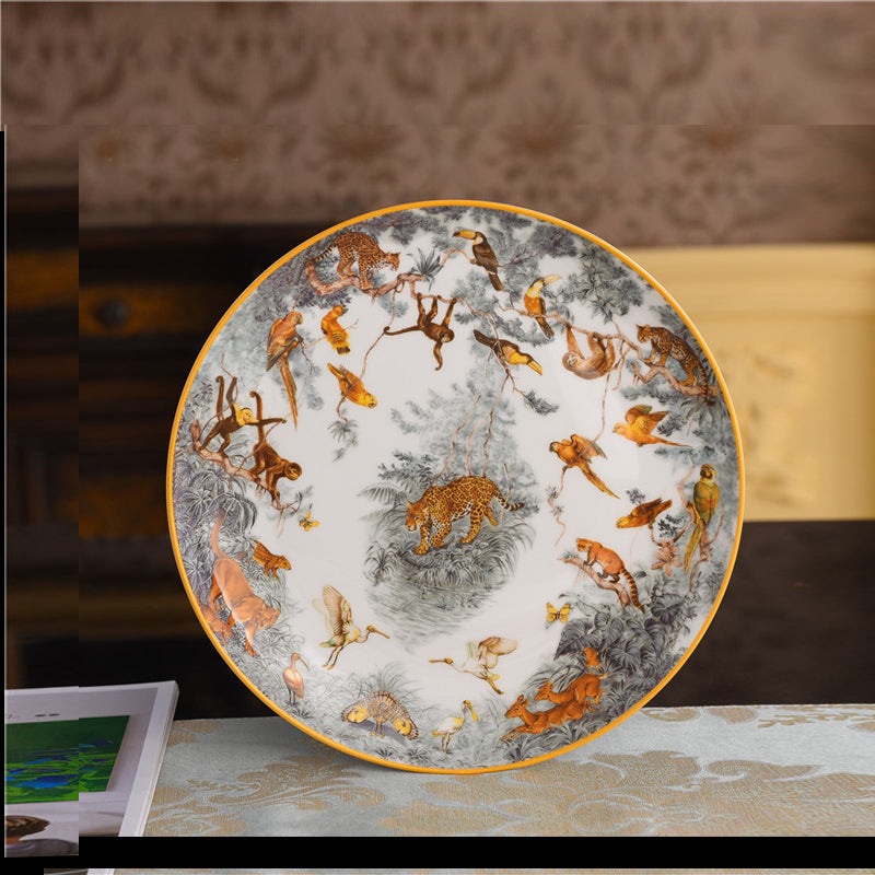 Continental Cuisine Tableware Steak Plate Equatorial Jungle Moving Ceramic Western Plate Coffee Set Model Room Club