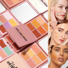 Six-color Concealer Palette Natural Non-stick Powder Repair Shadow Cream Brightening Highlight Concealer