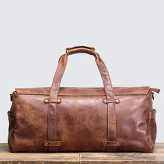 European And American Retro Men's Matte Leather Handbag Travel Bag Women's Real Leather Shoulder Messenger Bag Large Capacity Luggage Bag