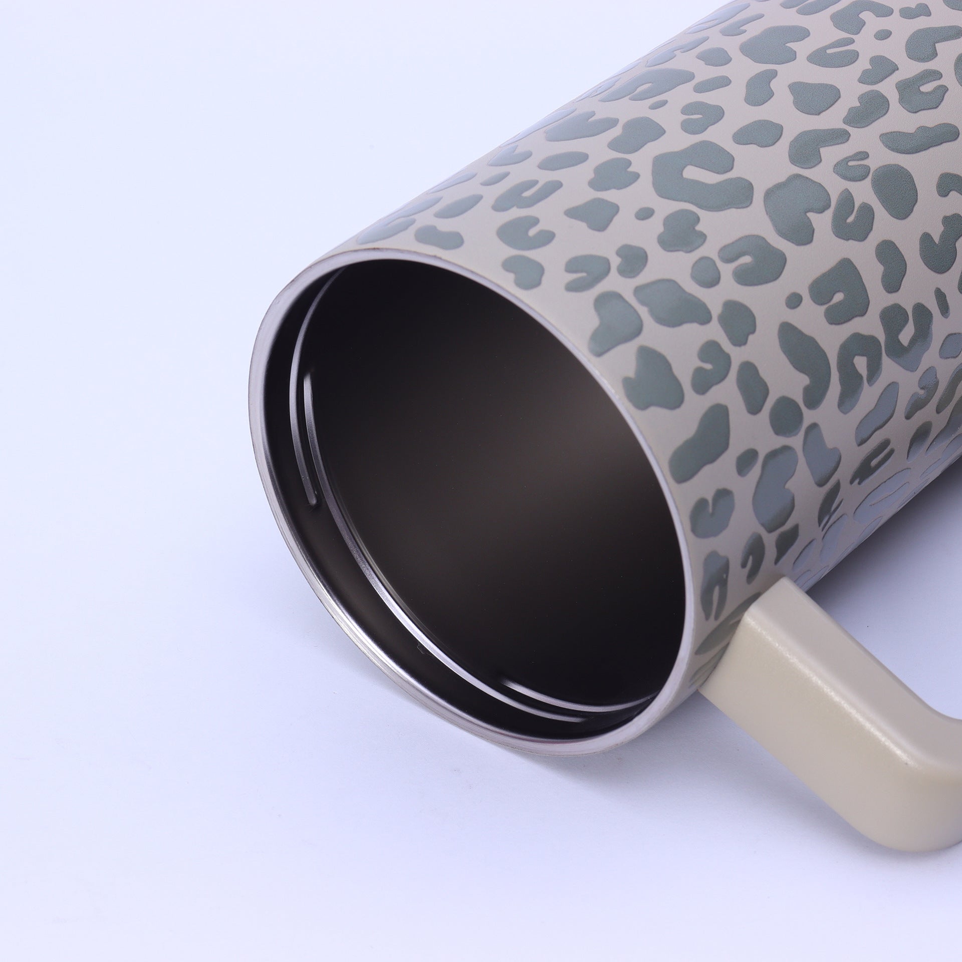 40oz Handle Leopard Print Cup 304 Stainless Steel Thermos Cup Portable Straw Car Cup Large Capacity Ice Cup