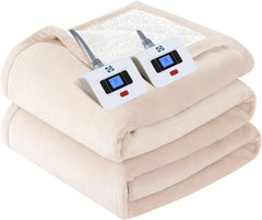 SEALY Electric Blanket Queen Size,Flannel&Sherpa Heated Blanket with 10 Heat Setting&1-12Hour Auto Shut Off,Fast Heating Blanket