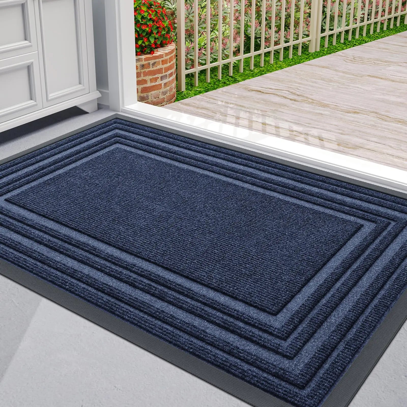 Olanly Natural Rubber Mat Non Slips Low Profile Outdoor Mat For Home Entrance Floor Doormats Heavy Duty Door Mat Outdoor Indoor