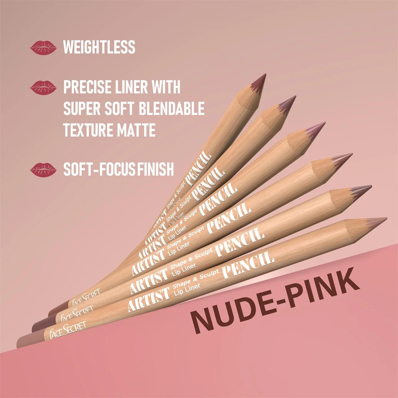 Face Secret Artist Shape Sculpt Lip Liner Pencil Set, Weightless Precise Liner with Super Soft Blendable Texture Matte Soft