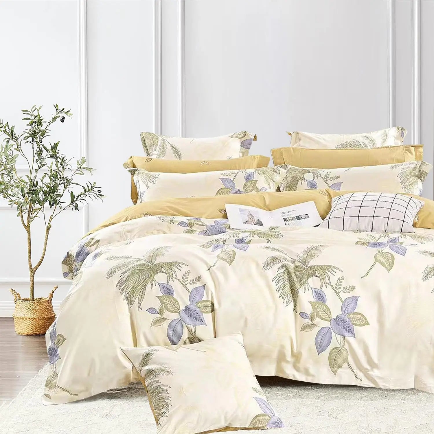 Lightweight 3-piece Quilts Bedding Sets Red Blue Floral Prints Double Sided Quilt Cover Set