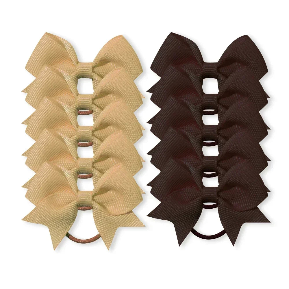 10Pcs Bows Elastic Hair rubber band Hair Ties Ribbon Pigtail Grosgrain Hair accessories girl Baby Gift bands for children
