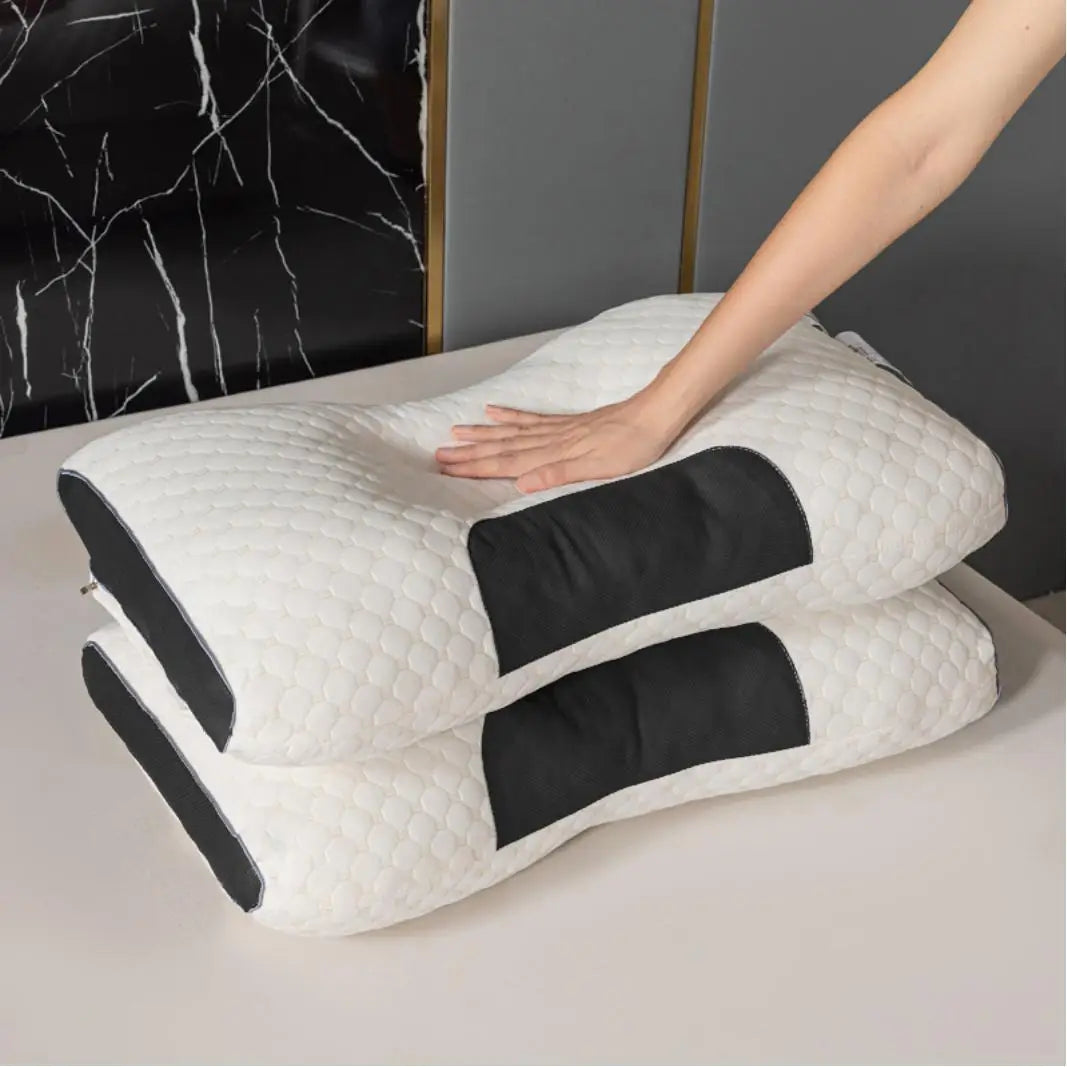 2Pcs Soft Adjustable Ergonomic Knitted Massage Neck Pillow  Orthopedic Contour Support Pillow