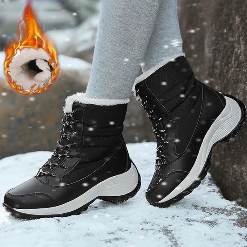 Women's Boots Snow Soft Shoes Women Platform Ladies Shoes Fashion Mid High Boots Plus Size Winter Girls Boots Botas Mujer - Jess Deals