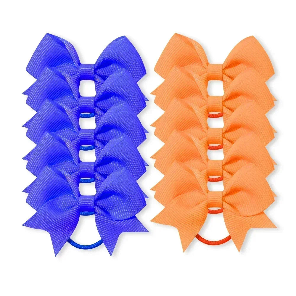10Pcs Bows Elastic Hair rubber band Hair Ties Ribbon Pigtail Grosgrain Hair accessories girl Baby Gift bands for children