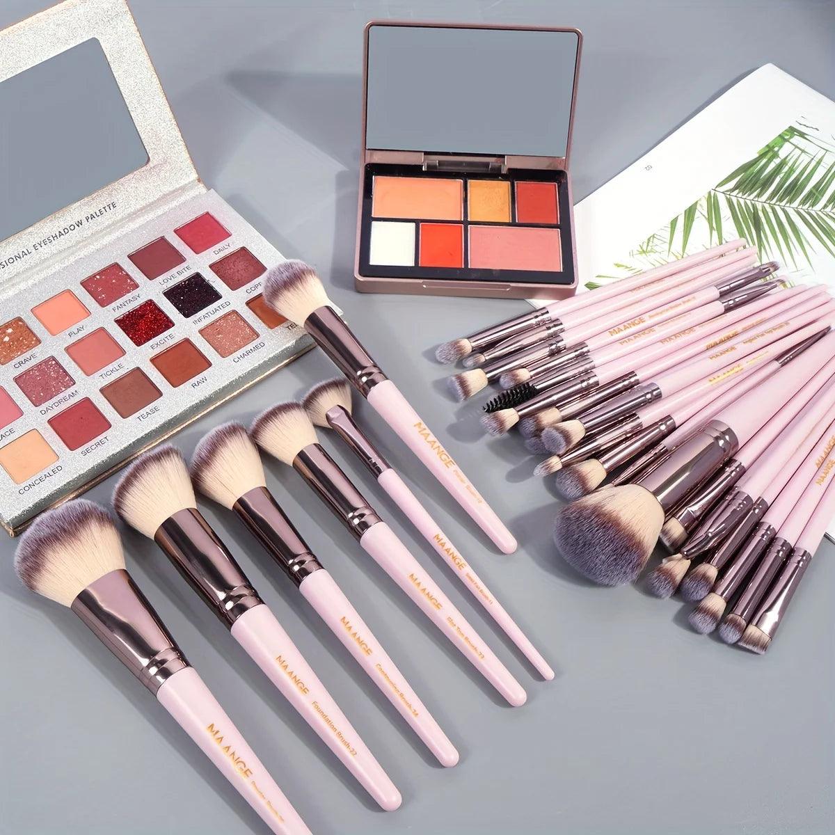 MAANGE 30pcs Professional Makeup Brush Set Foundation Concealers Eye Shadows Powder Blush Blending Brushes Beauty Tools with Bag - Jess Deals