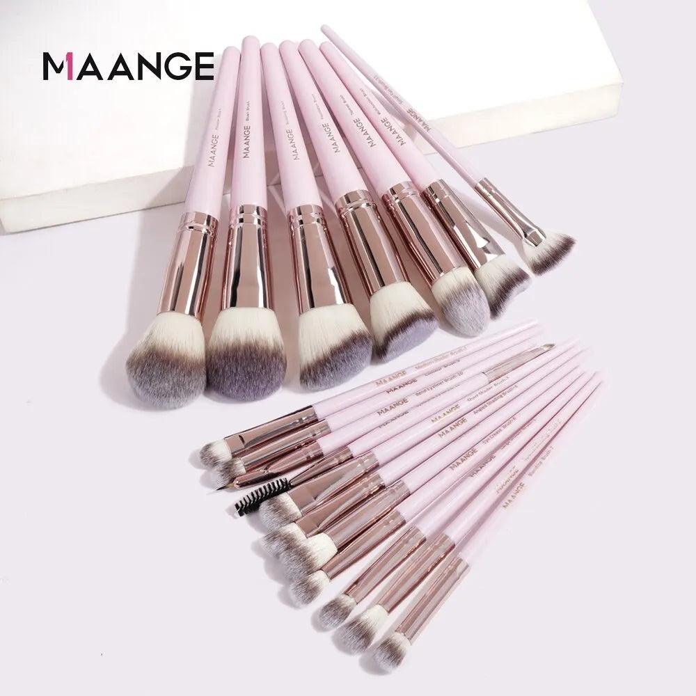 MAANGE 18 Pieces Professional Makeup Brush Facial Foundation Powder Blush Brushes Eyeshadow Flawless Brushes For Women Cosmetic - Jess Deals
