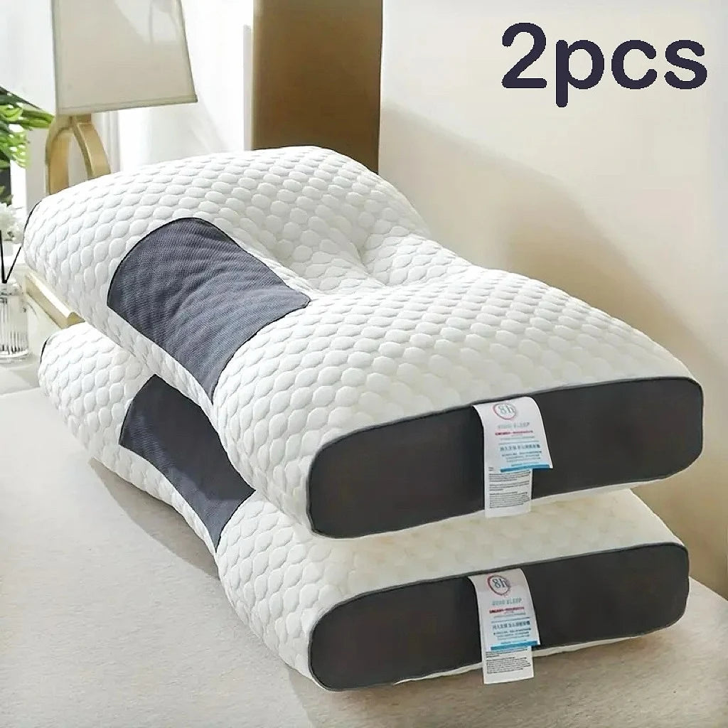 2Pcs Soft Adjustable Ergonomic Knitted Massage Neck Pillow  Orthopedic Contour Support Pillow