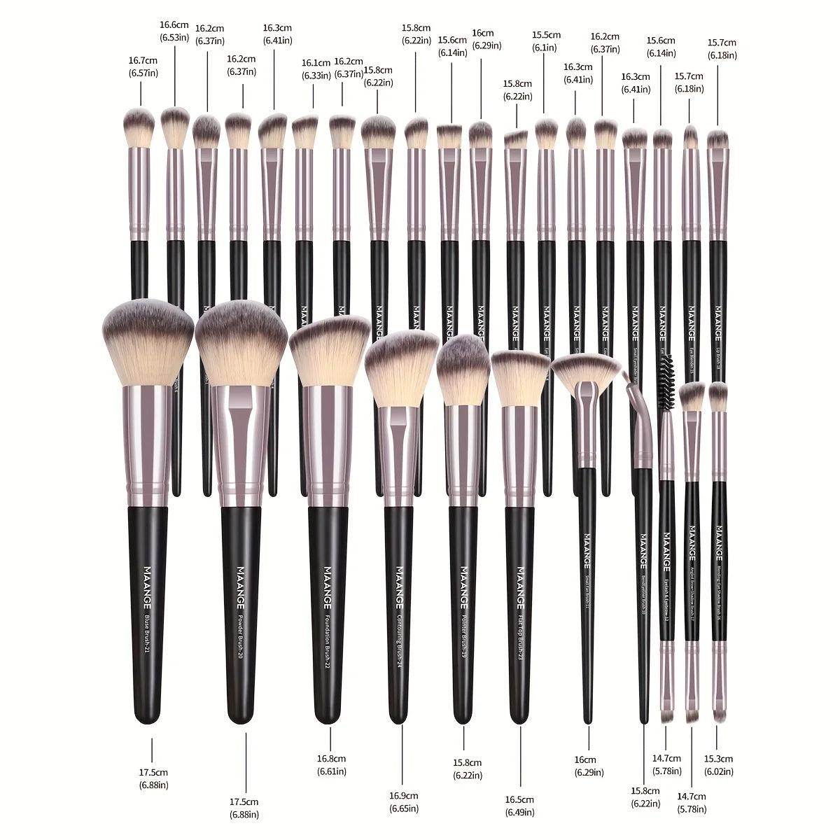 MAANGE 30pcs Professional Makeup Brush Set Foundation Concealers Eye Shadows Powder Blush Blending Brushes Beauty Tools with Bag - Jess Deals