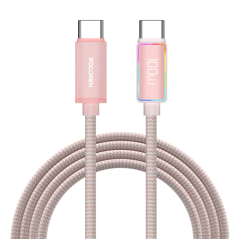 Rocoren 240W 5A High Power Fast Charging Type C Cable 100W PD 3.1 USB C Quick Charging Date Cord For iPhone Samsung Laptop iPad