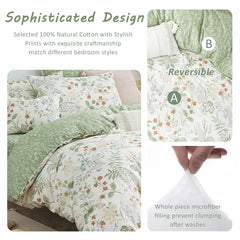 Lightweight 3-piece Quilts Bedding Sets Red Blue Floral Prints Double Sided Quilt Cover Set