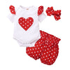 3PCS Summer Newborn Baby Girl Clothes Set Polka Dot Short Sleeve Bodysuit+Short+Headband 1st Birthday Set for Toddler Girl 0-18M