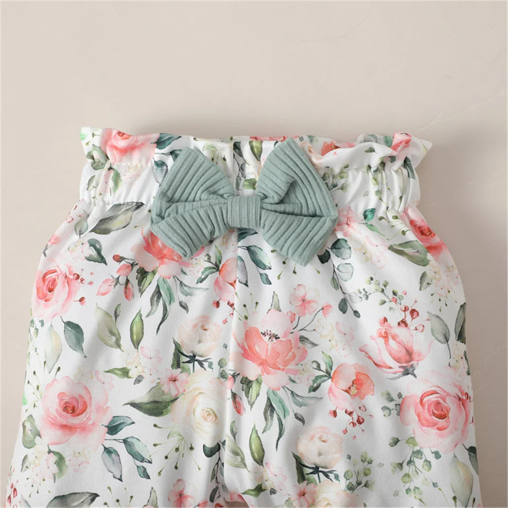 3PCS Baby Girl Clothes Set Long Sleeve Romper Top+Flowers Pant+Headband Spring&Autumn Lovely Outfit for Toddler Girl 0-18 Months - Jess Deals