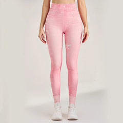 Women High Waist Sport Leggings Denim Pattern Yoga Pants Hip lifting Running Trousers Girls Elastic Quick Dry Gym Fitness Tights