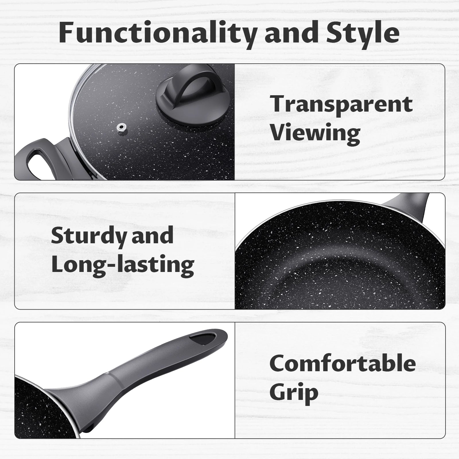 Induction Cookware Pots and Pans Set 10 Piece, BEZIA Dishwasher Safe Nonstick Cooking Pans, Stay-Cool Bakelite Handle - Jess Deals